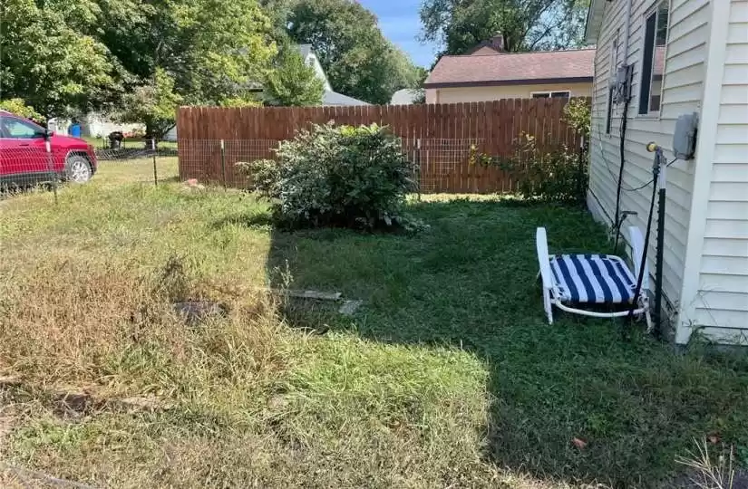 Small fenced backyard